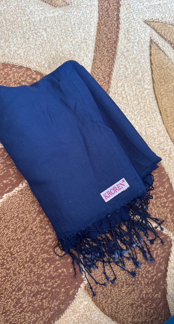 Lacivert Kadın Bohem Şal, Püsküllü - Görsel 2