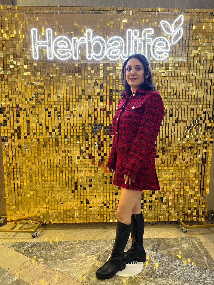 Bordo Ekose Desenli Mini Kadın Takım - Görsel 2