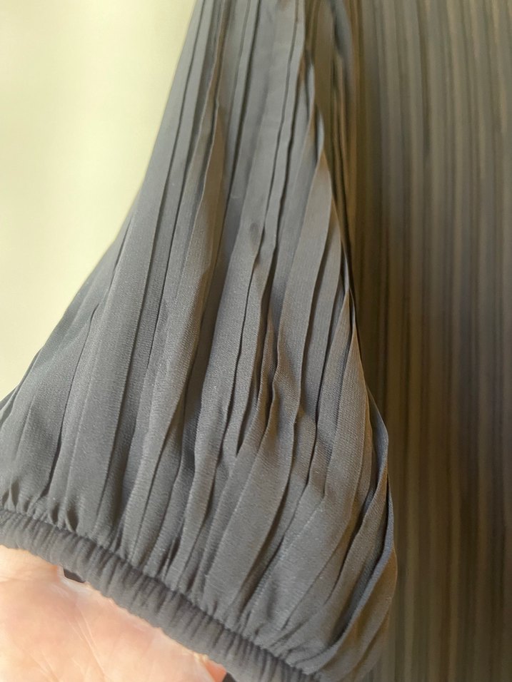 Piliseli Siyah Uzun Kollu Kadın Elbise 2 beden Terzi dükkanı - Görsel 3