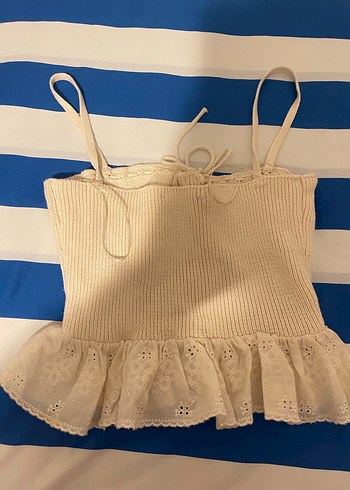 Nakışlı Örgü Beyaz Bohem Büstiyer - Görsel 2