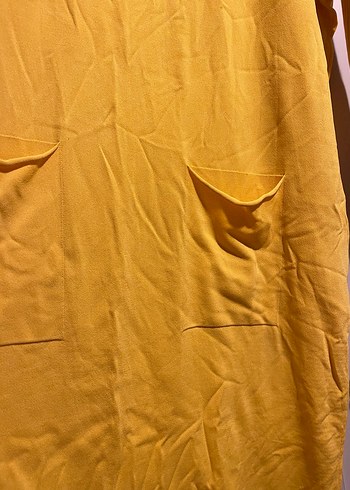 Sarı Uzun Kollu Salaş Triko Elbise - Görsel 4