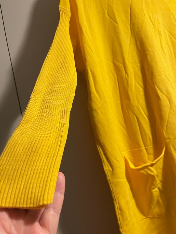 Sarı Uzun Kollu Salaş Triko Elbise - Görsel 3