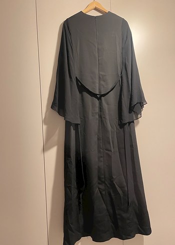 Uzun Siyah Nakışlı Gotik Elbise KAYRA marka - Görsel 6