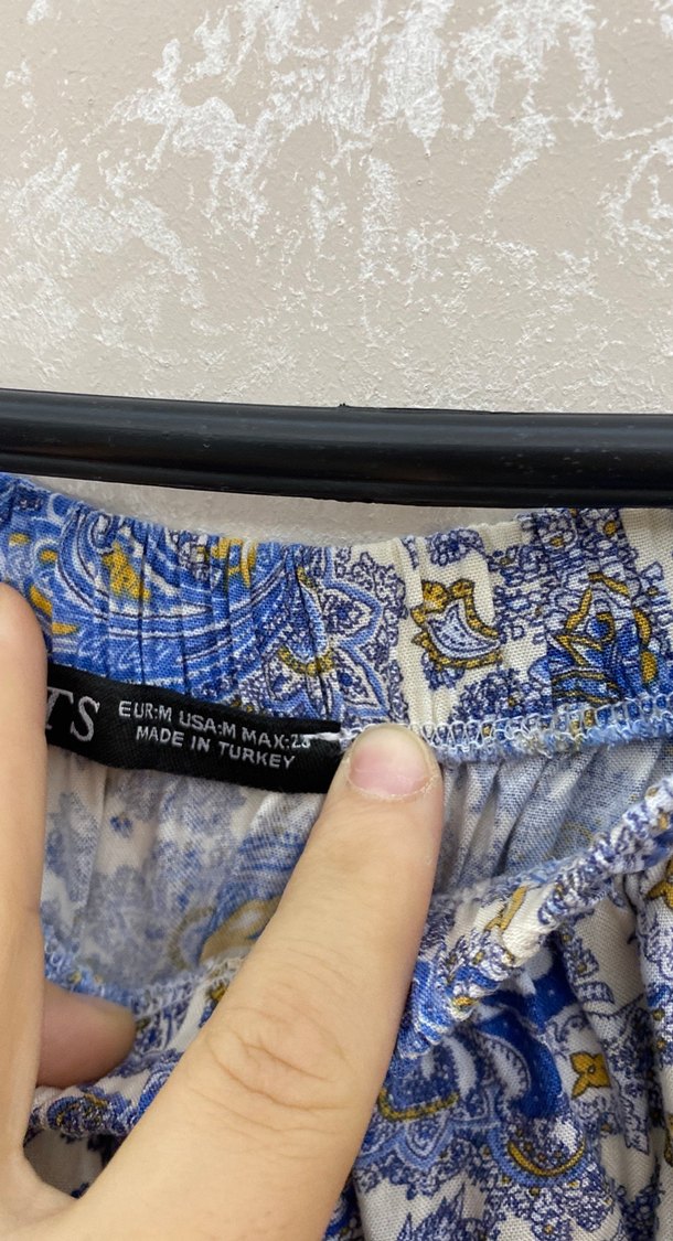 Mavi Bohem Uzun Elbise, Kısa Kollu, Fırfırlı - Görsel 5