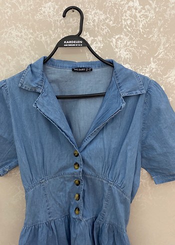 Düğmeli Kot Midi Elbise - Görsel 3