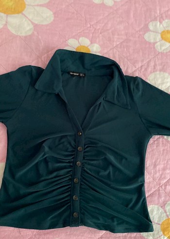 Siyah Kadın Düğmeli Uzun Kollu Bluz - Görsel 3