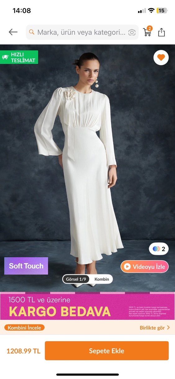 Beyaz Drapeli Uzun Kadın Elbise - Görsel 4