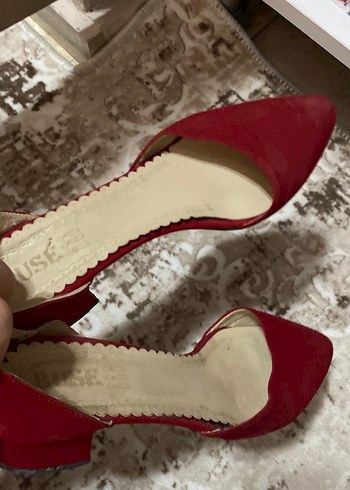 37 Beden Klasik Kırmızı Stiletto Tokalı Kadın Ayakkabı