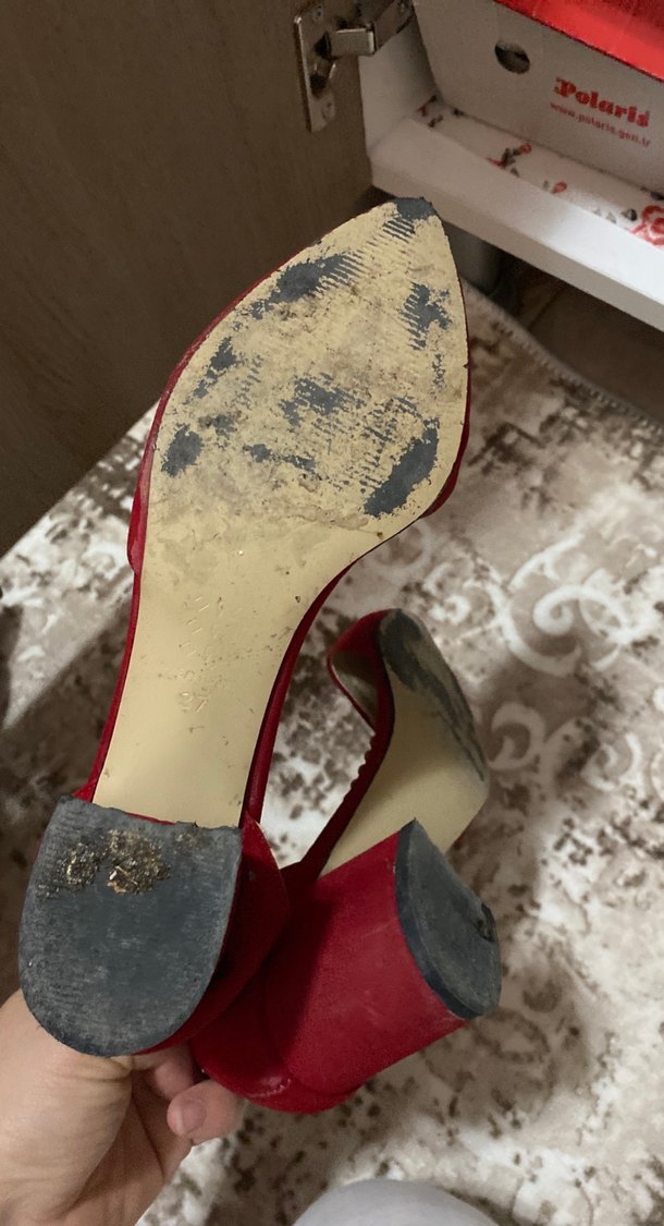 Klasik Kırmızı Stiletto Tokalı Kadın Ayakkabı - Görsel 2