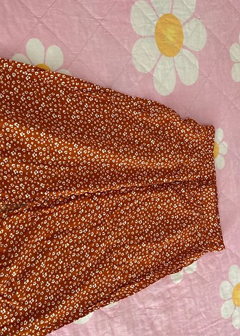 Bohem Uzun Etek, Fırfırlı, Bağlama Desenli, Kahverengi - Görsel 3