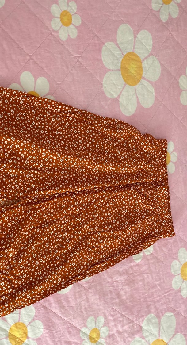 Bohem Uzun Etek, Fırfırlı, Bağlama Desenli, Kahverengi - Görsel 3