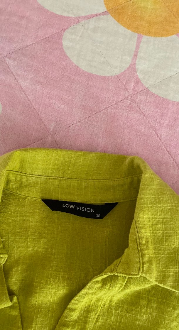 Kadın Yeşil Keten Gömlek - Görsel 3