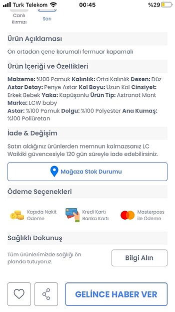 3 Ay Beden Bebek Yağmurluk