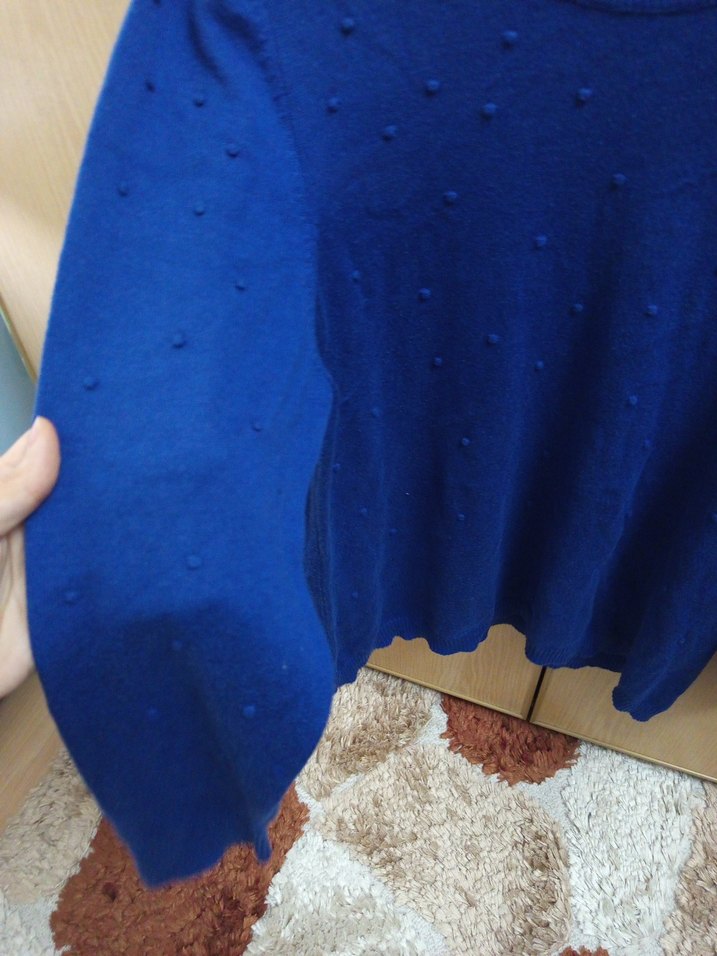 Mavi Triko Kadın Uzun Kollu Kazak - Görsel 2