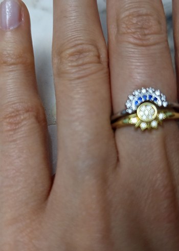 Altın Renkli İşlemeli Kadın Yüzük çelik - Görsel 3