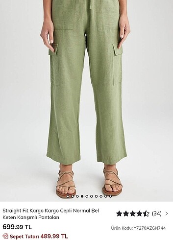 38 Beden yeşil Renk Keten yazlık pantalon 