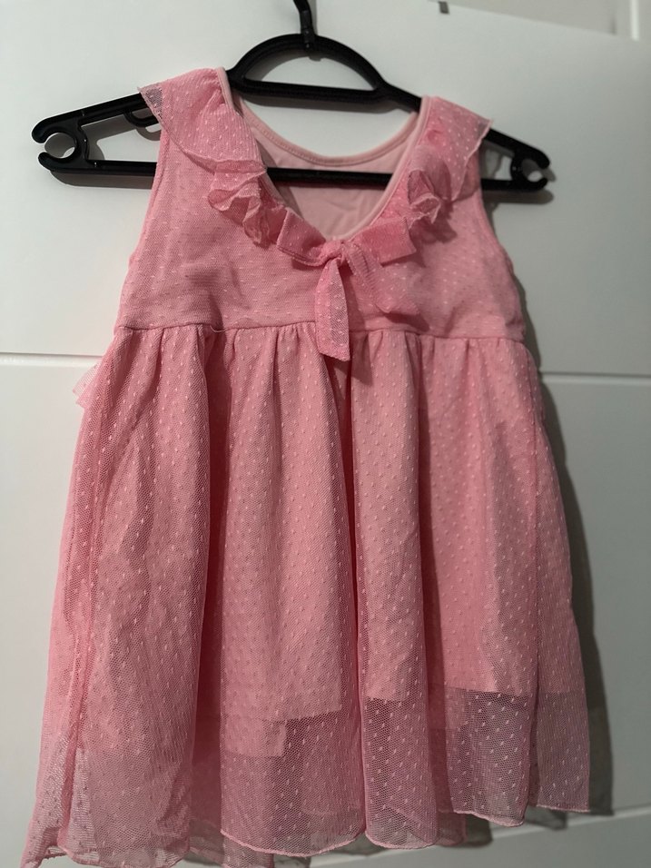 Kız Çocuk Pembe Fırfırlı Elbise - Görsel 2