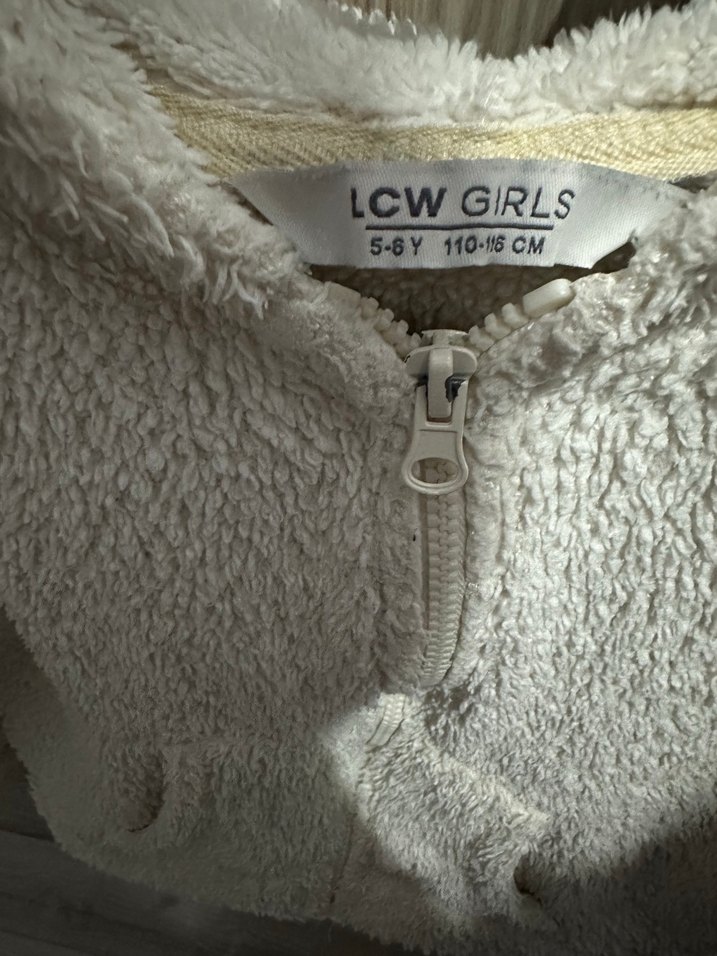 Kız Çocuk Beyaz Kapüşonlu Peluş Sweatshirt - Görsel 3