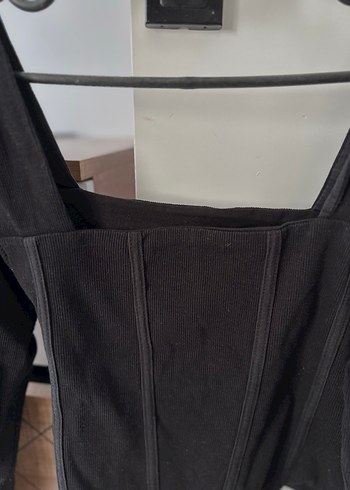 Siyah V Yakalı Uzun Kollu Kadın Bluz - Görsel 2