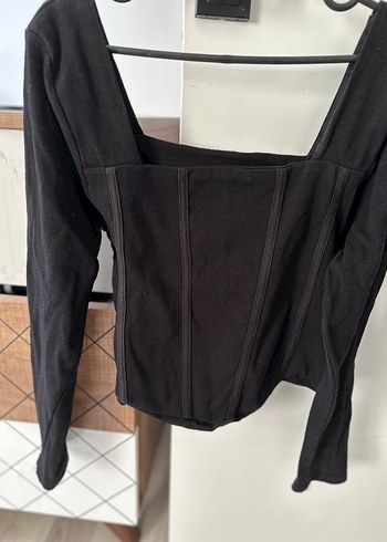 Siyah V Yakalı Uzun Kollu Kadın Bluz - Görsel 3