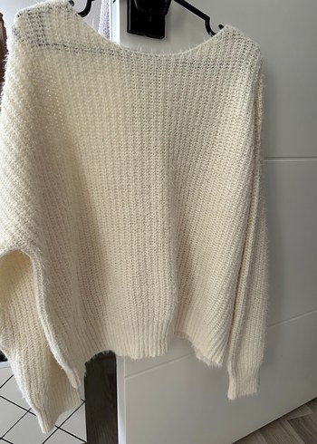 Beyaz Örgü Kadın Kazak - Görsel 2