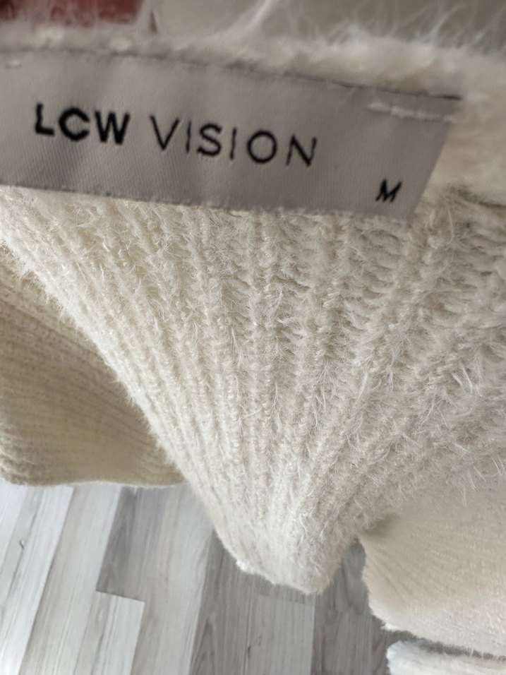 Beyaz Örgü Kadın Kazak - Görsel 3