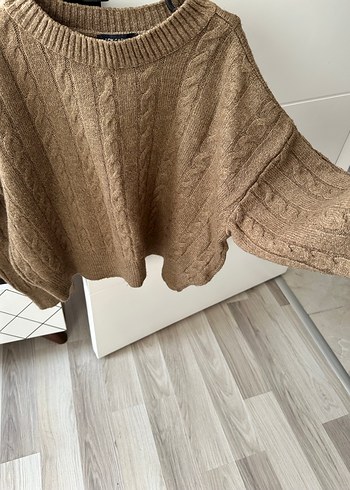 Kahverengi Örgü Kadın Kazak - Görsel 2