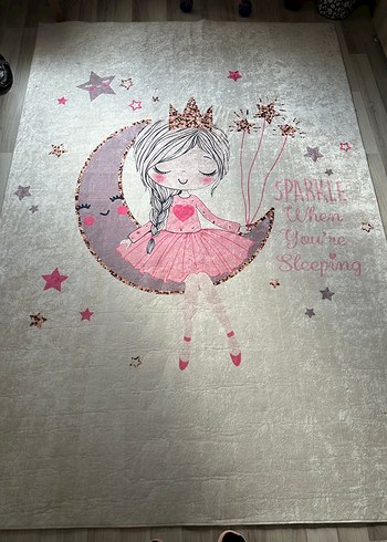 160-230 Pembe Nakışlı Çocuk Uyku Halısı - Görsel 2