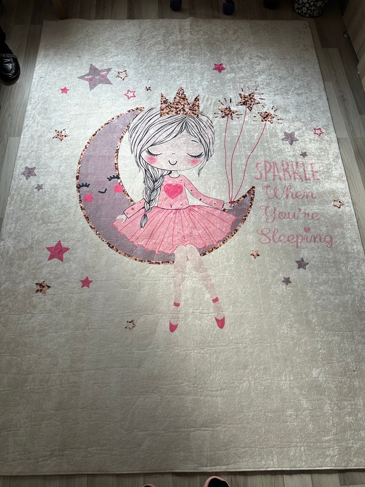 160-230 Pembe Nakışlı Çocuk Uyku Halısı - Görsel 2