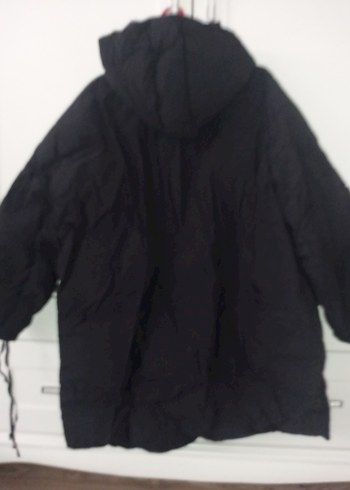 Kadın Siyah Midi şişme mont, fermuarlı,Rahat Kesim - Görsel 2