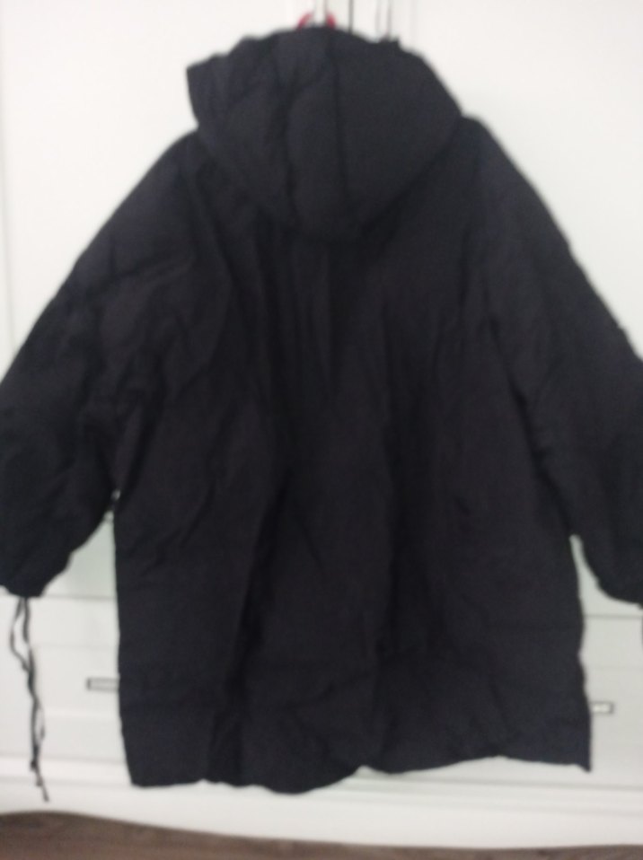 Kadın Siyah Midi şişme mont, fermuarlı,Rahat Kesim - Görsel 2