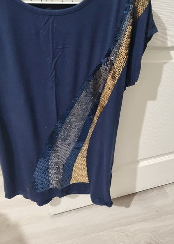 Diğer Mavi Drapeli Kısa Kollu Mini Bluz