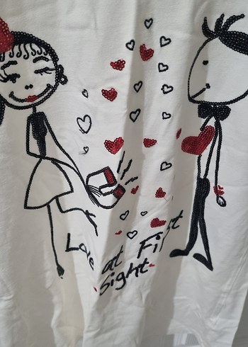 s Beden Baskılı Beyaz Mini Kısa Kollu Tişört