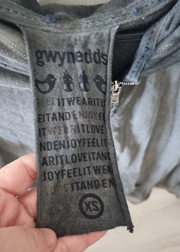 xs Beden Gri Kadın Kapüşonlu Fermuarlı Ceket