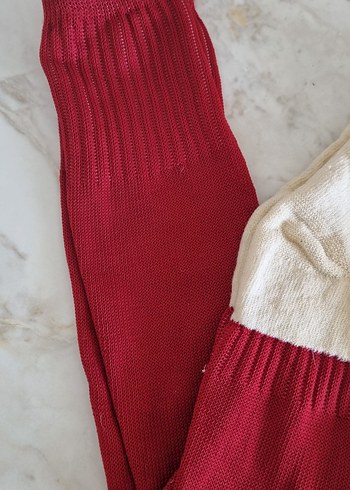 Bordo Beyaz Erkek Çorabı - Görsel 2