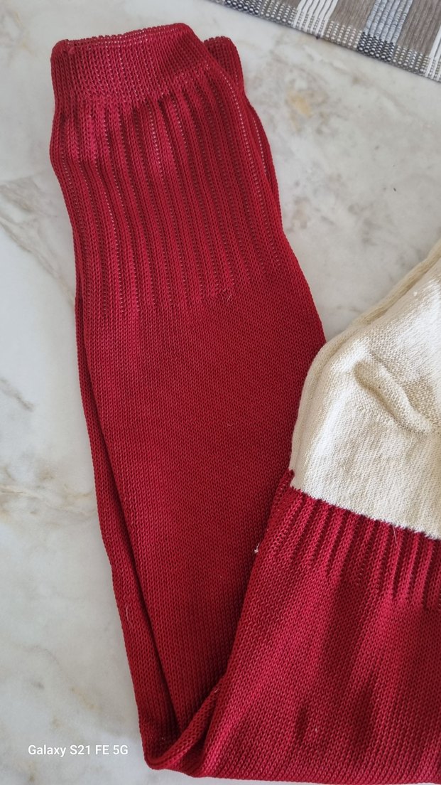 Bordo Beyaz Erkek Çorabı - Görsel 2