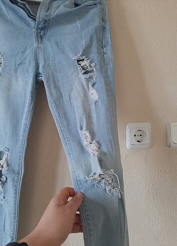 s Beden Likralı kadın yırtık jean