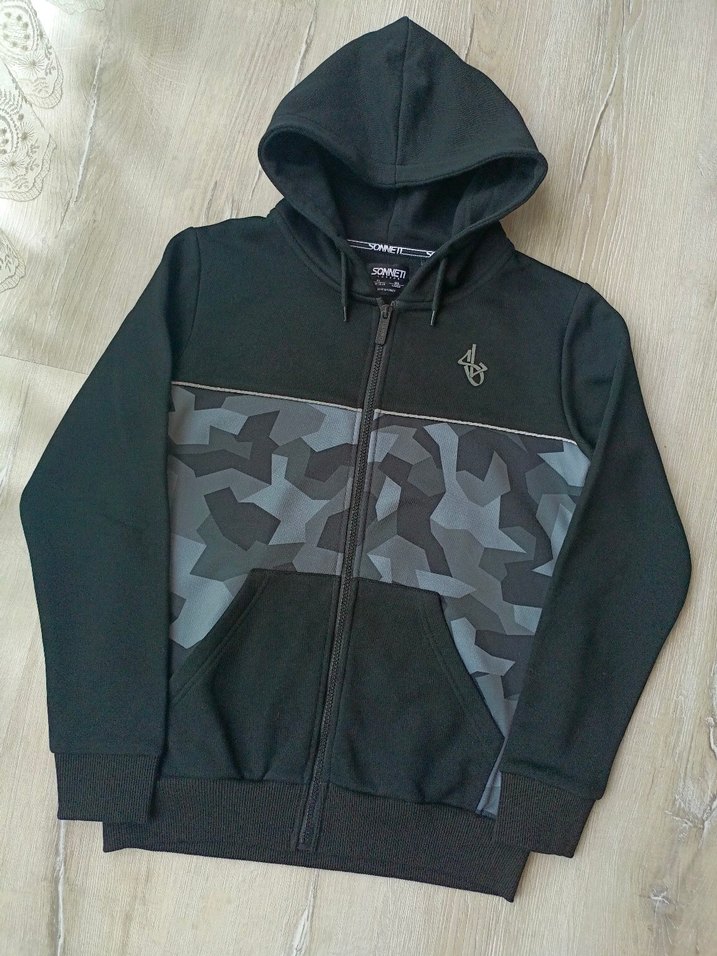 Kamuflaj Desenli Siyah Kapüşonlu Sweatshirt - Görsel 3