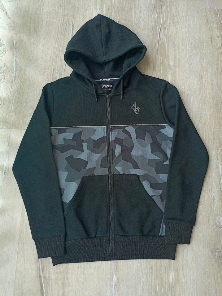 Kamuflaj Desenli Siyah Kapüşonlu Sweatshirt - Görsel 2