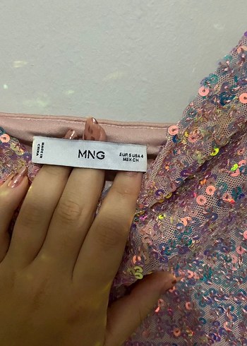 Pembe Parlak Payetli Mini Elbise - Görsel 2