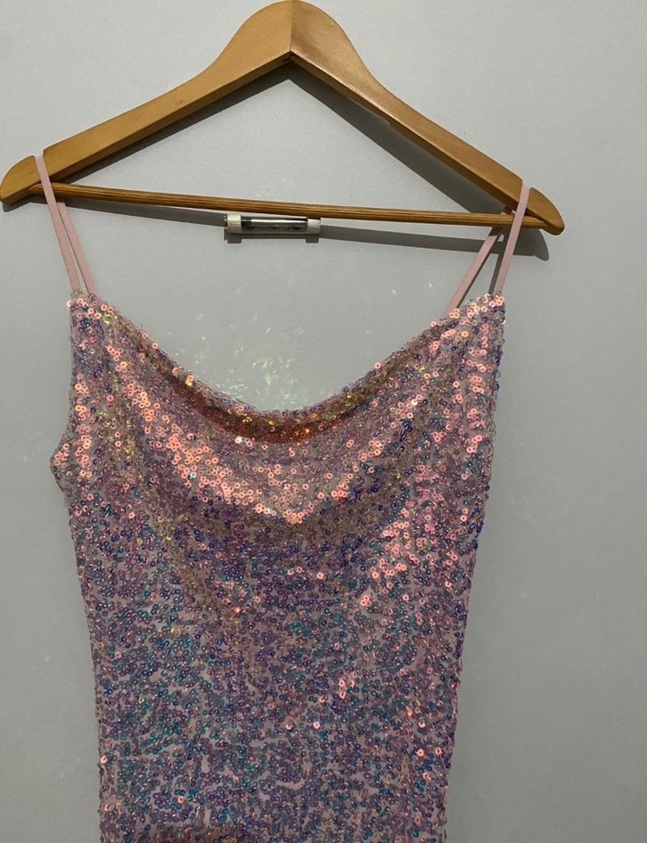 Pembe Parlak Payetli Mini Elbise - Görsel 3