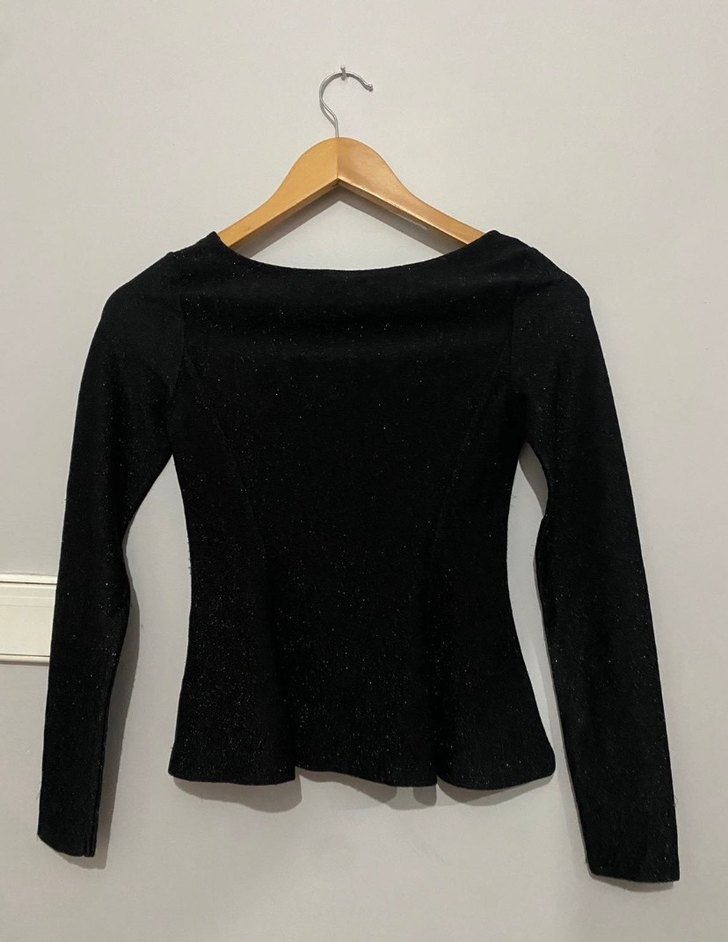 Siyah Süet Kadın Uzun Kollu Bluz - Görsel 4