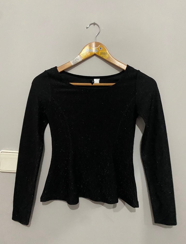 Siyah Süet Kadın Uzun Kollu Bluz - Görsel 2