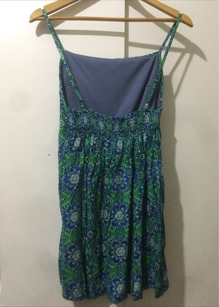 mavi desenli mini elbise - Görsel 2