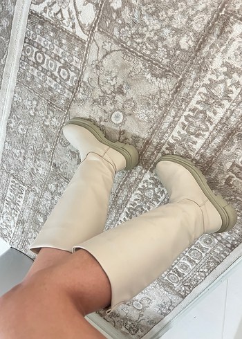 Bej kalın tabanlı çizme - Görsel 2