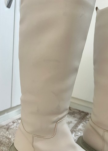 Bej kalın tabanlı çizme - Görsel 7