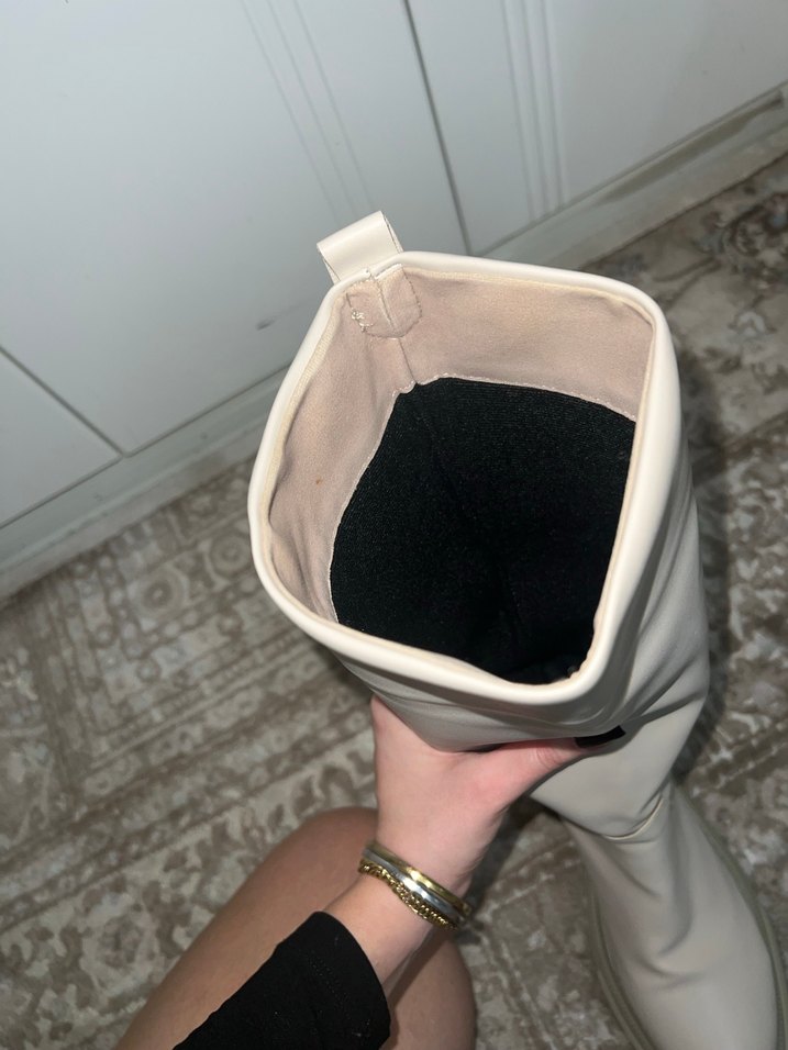 Bej kalın tabanlı çizme - Görsel 3