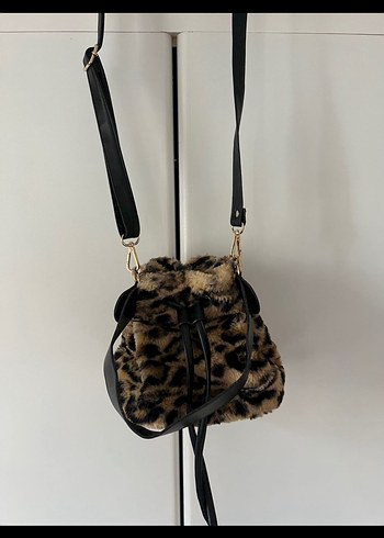 Kürk Leopar Desenli Deri Kadın Çanta - Görsel 2