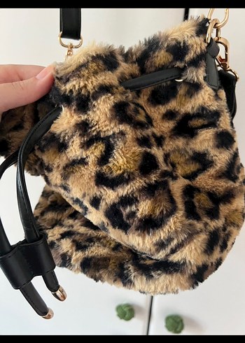 Kürk Leopar Desenli Deri Kadın Çanta - Görsel 7