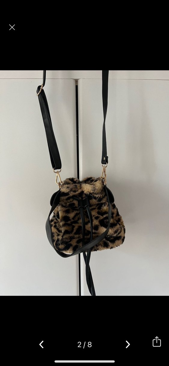 Kürk Leopar Desenli Deri Kadın Çanta - Görsel 2